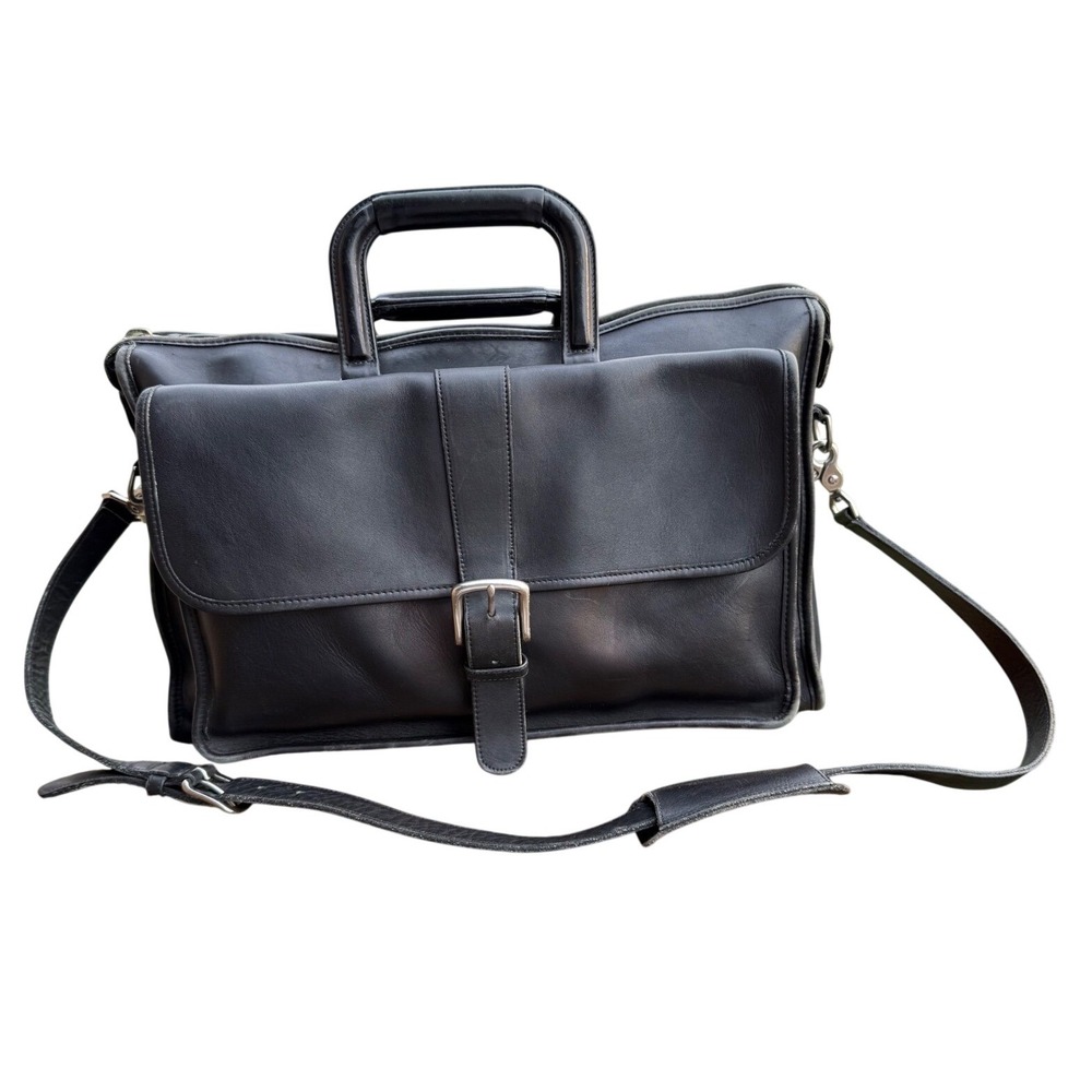 Coach Vintage Leather Briefcase Laptop Bag‎ Mens Womens Good Strap Buckle Pocket